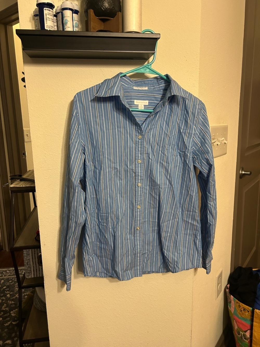 Charter Club Blue Striped Button-Down Shirt